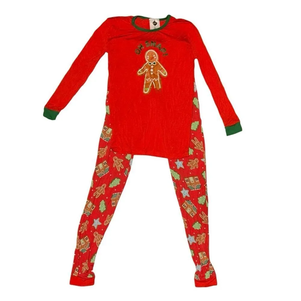 Girls Merry Moments Christmas Gingerbread Man Cookie Pajamas Size L (12)